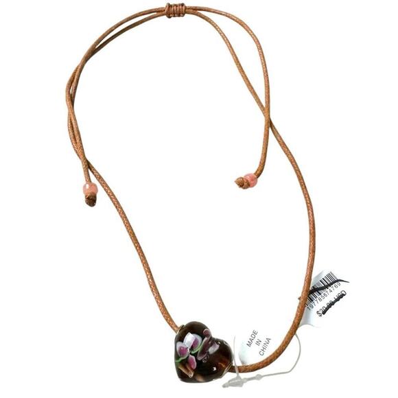 Free People Sinatra Choker in Tan Taupe Bohemian Glass Pendant Necklace NWT NEW - Picture 4 of 9